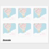 熱カラフル気球ベビーシャワーステッカー スクエアシール (シート)