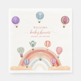 熱カラフル気球レインボーベビーシャワー スタンダードランチョンナプキン