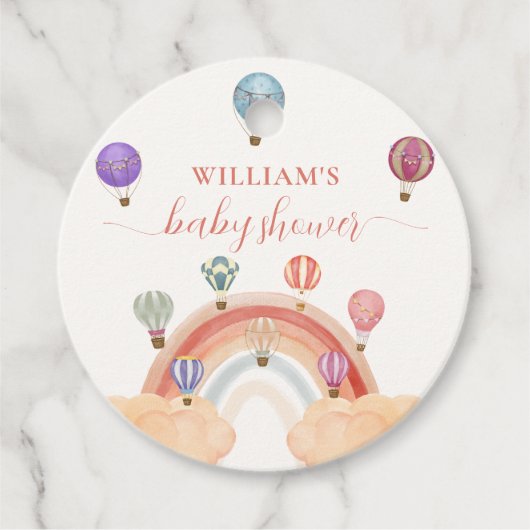 熱カラフル気球レインボーベビーシャワー フェイバータグ (正面)