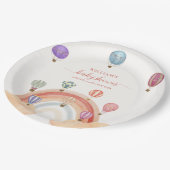 熱カラフル気球レインボーベビーシャワー ペーパープレート (アングル)