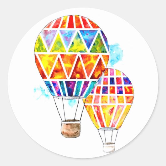 熱カラフル気球 ラウンドシール (正面)