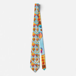 熱カラフル飛んでいる気球 ネクタイ