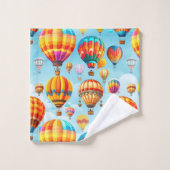 熱カラフル飛んでいる気球 バスタオルセット (ウォッシュタオル)