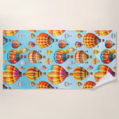 熱カラフル飛んでいる気球 ビーチタオル (正面)