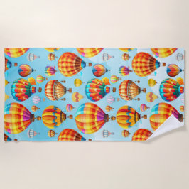 熱カラフル飛んでいる気球 ビーチタオル