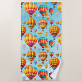 熱カラフル飛んでいる気球 ビーチタオル (正面)