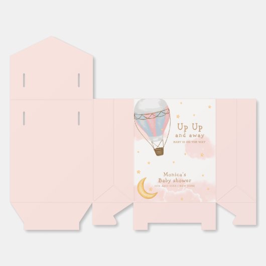 熱ガーリー気球ムーンスター赤ちゃんシャワー フェイバーボックス (見開き)