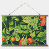 熱スタイリッシュ赤緑唐辛子おいしい唐辛子 吊り下げ型タペストリー (正面)