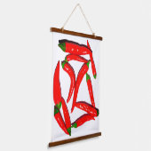 熱スタイリッシュ赤緑唐辛子おいしい唐辛子 吊り下げ型タペストリー (傾斜あり)