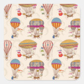 熱ストライプの気球 スクエアシール (正面)