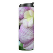 熱タンブラーに白と紫のラン タンブラー (回転左)