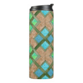 熱タンブラー – 茶色のインターレース正方形 タンブラー (回転左)