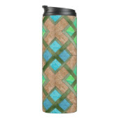 熱タンブラー – 茶色のインターレース正方形 タンブラー (回転右)