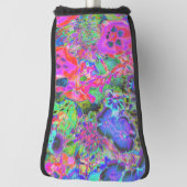 熱トリップ(幻覚体験)のようなサイケデリックいピンクと紫の花 ゴルフヘッドカバー (回転90)