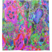 熱トリップ（幻覚体験）のようなサイケデリックいピンクと紫の花 シャワーカーテン (正面)