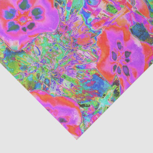 熱トリップ(幻覚体験)のようなサイケデリックいピンクと紫の花 薄葉紙 (詳細)