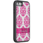 熱パーソナライズされたかわいらしピンクと白のダマスク Case-Mate iPhoneケース (裏面/右)