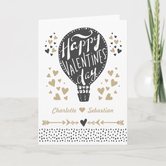 熱パーソナライズされた気球バレンタインデー シーズンカード (正面)