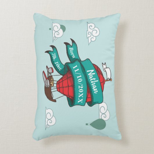 熱パーソナライズされた気球ベビー誕生記念 アクセントクッション (正面(垂直))