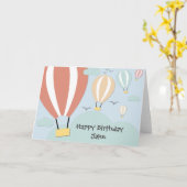 熱パーソナライズされた気球 カード (黄色い花)