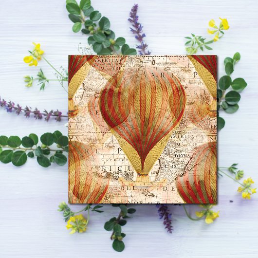 熱ビクトリアン気球のスチームパンクコラージュ カード