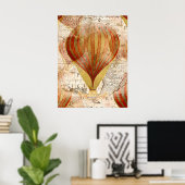 熱ビクトリアン気球のスチームパンクコラージュ ポスター (ホームオフィス)