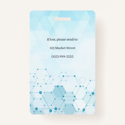 熱ビート分子医療用縦型フォトID バッジ (裏面)