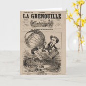 熱フランスの気球におけるバルーンの彫像 カード (黄色い花)