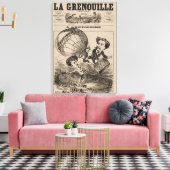 熱フランスの気球におけるバルーンの彫像 キャンバスプリント (インサイチュ (リビング))