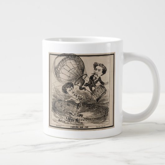 熱フランスの気球におけるバルーンの彫像 ジャンボコーヒーマグカップ (右)