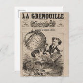 熱フランスの気球におけるバルーンの彫像 ポストカード (正面/裏面)