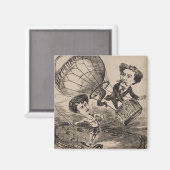 熱フランスの気球におけるバルーンの彫像 マグネット (正面/裏面)