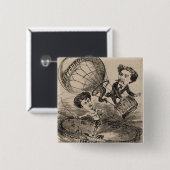 熱フランスの気球におけるバルーンの彫像 缶バッジ (正面&裏面)