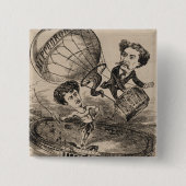 熱フランスの気球におけるバルーンの彫像 缶バッジ (正面)