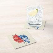 熱ミザー熱ヘッドと雪ミザークール氏 スクエアペーパーコースター (インサイチュ)