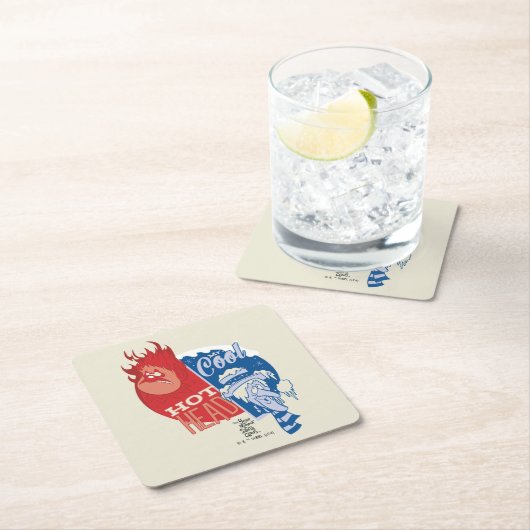 熱ミザー熱ヘッドと雪ミザークール氏 スクエアペーパーコースター (インサイチュ)