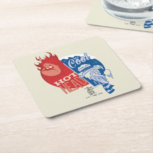 熱ミザー熱ヘッドと雪ミザークール氏 スクエアペーパーコースター (アングル)