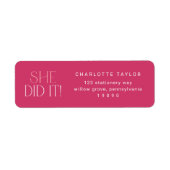 熱モダンいピンク彼女は卒業式の復帰をした ラベル (正面)