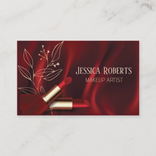 熱モダンい赤ビロードのメイクアップアーティスト 名刺 (正面)