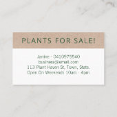 熱モダン帯の葉が自家栽培の屋内植物 名刺 (裏面)