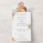 熱モダン帯エレガント脚結婚本写真 オールインワン招待状 (内側)