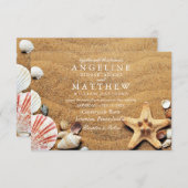 熱モダン帯ビーチヒト結婚デ海カード 招待状 (正面/裏面)