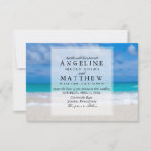 熱モダン帯ビーチ海の結婚カード 招待状 (正面)