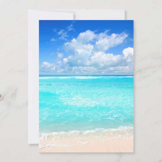 熱モダン帯ビーチ結婚式招待状 招待状 (裏面)