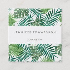 熱モダン帯水葉色プロフェッショナル スクエア名刺