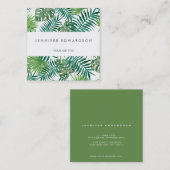 熱モダン帯水葉色プロフェッショナル スクエア名刺 (正面/裏面)