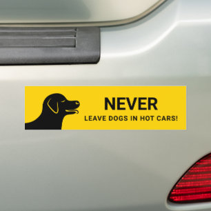 熱中症注意 犬を熱い車に残さないで イエロー バンパーステッカー