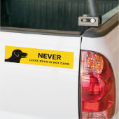 熱中症注意 犬を熱い車に残さないで イエロー バンパーステッカー (トラック上)