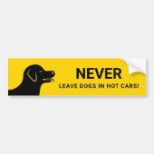 熱中症注意 犬を熱い車に残さないで イエロー バンパーステッカー (正面)