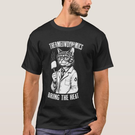 熱力学 猫 サーモアオダイナミクス マシュマロ スキ Tシャツ (正面)